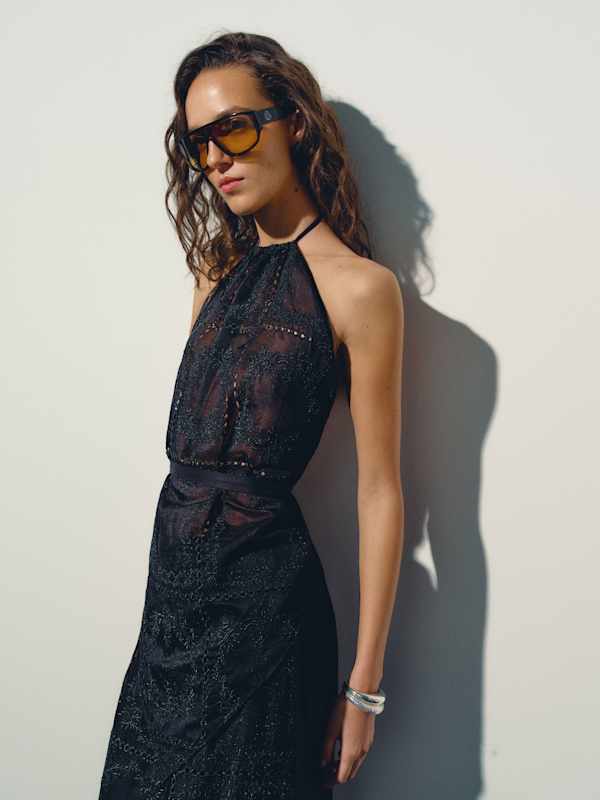 Una Scarf Top - Black Eyelet