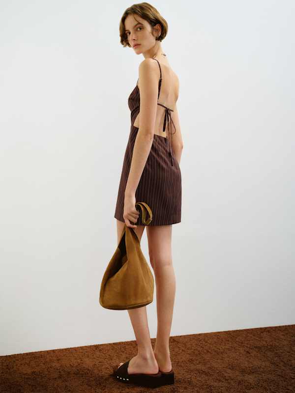 Cielo Dress - Burgundy Pinstripe