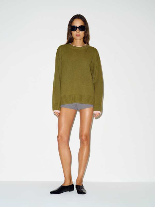 Tess Cashmere Sweater - Pear / Cherry Blossom