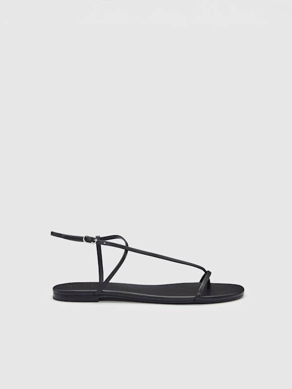 Pina Flat Sandal - Black Leather