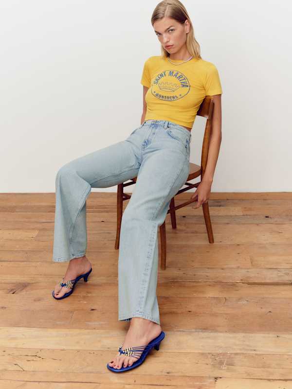 Jessica Heeled Thong - Cobalt Leather