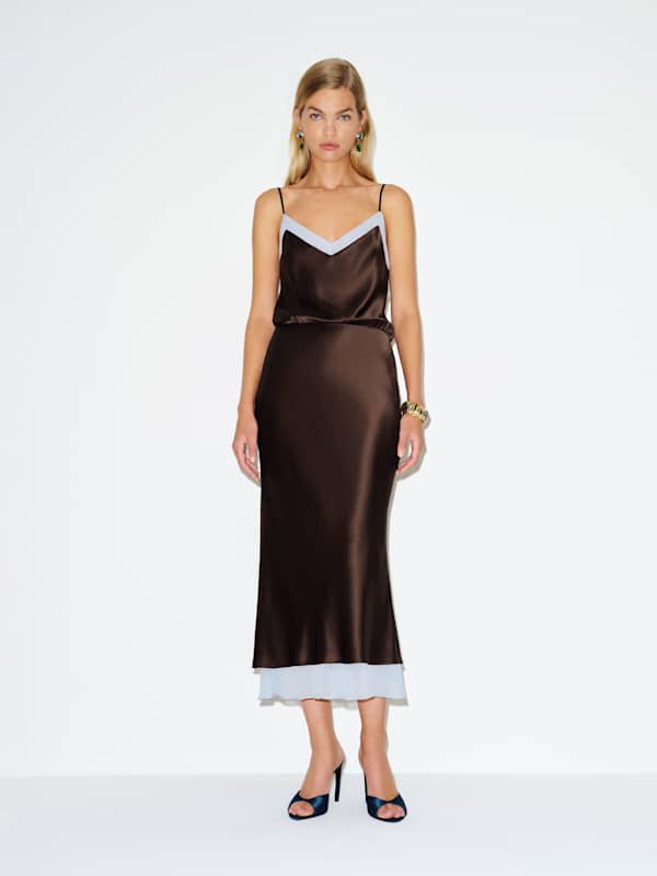 Kelsa Silk Dress - Black Bean