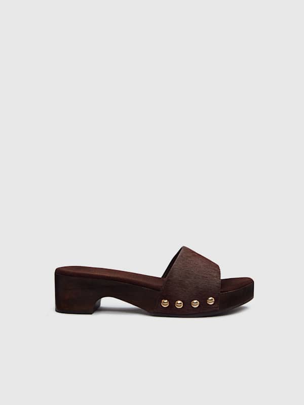 Jordyn Clog Sandal - Espresso Haircalf