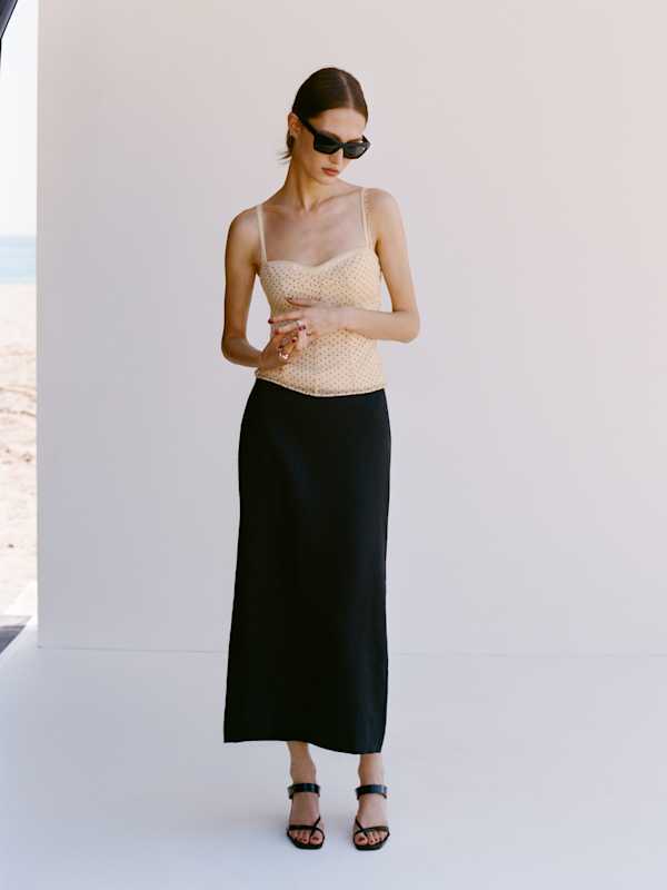 Lydia Linen Skirt - Black