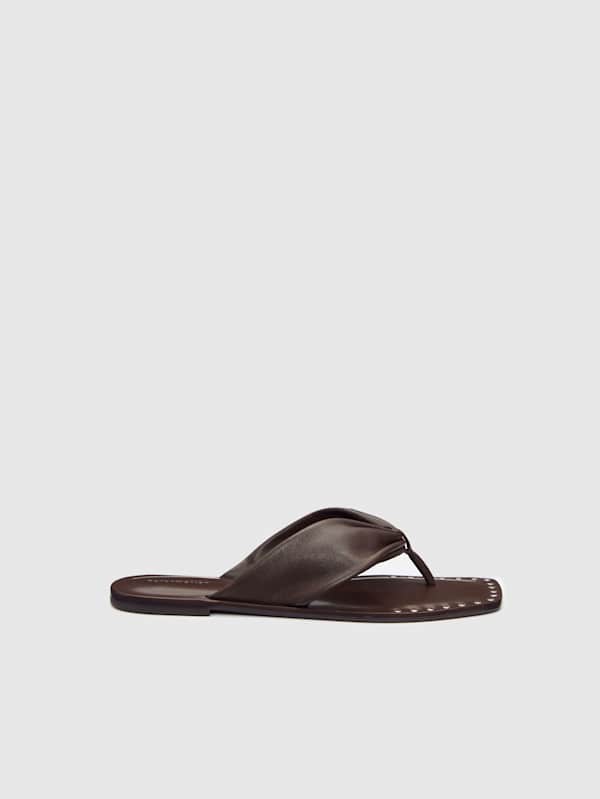 Larsen Thong Sandal - Espresso Leather Studs