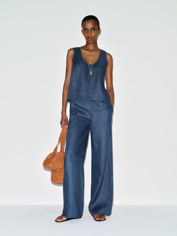 Lenora Linen Two Piece - Muted Navy