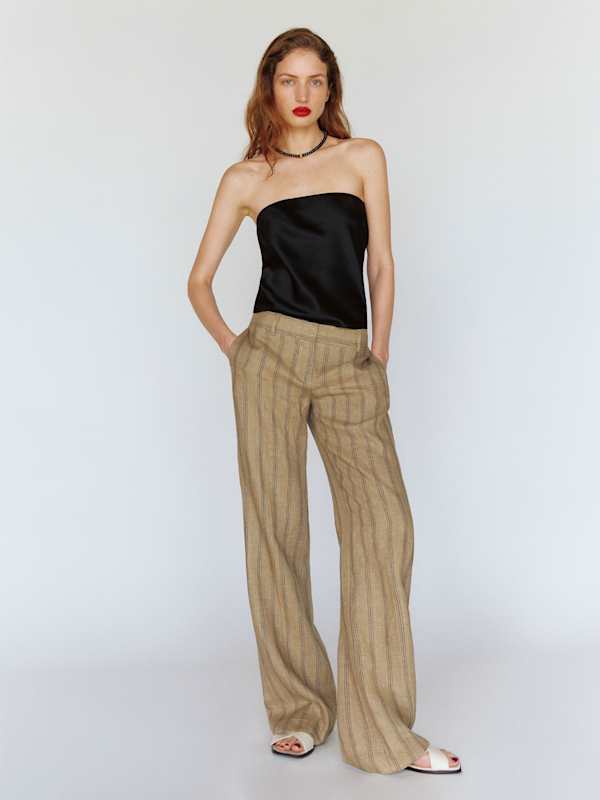 Gisele Low Rise Linen Pant - Granola Stripe