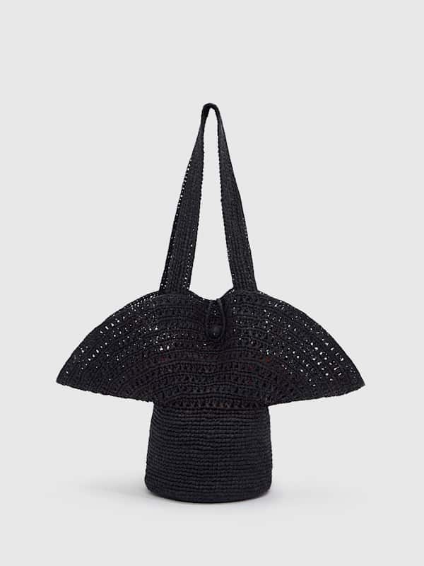 Sonia Hat Bag - Black Raffia