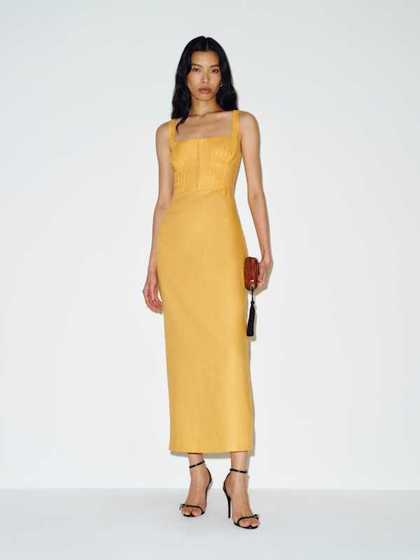 Lisa Linen Dress - Maize