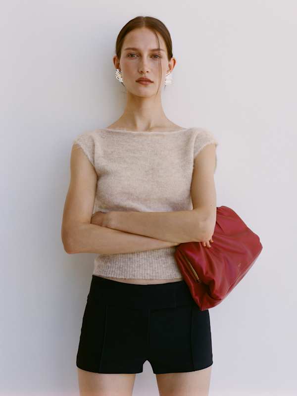 Rhiannon Sheer Alpaca Sweater Top - Barley