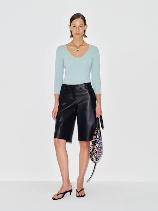 Roya Cashmere V-neck - Aquamarine