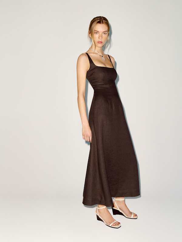 Sabine Linen Dress - Mole