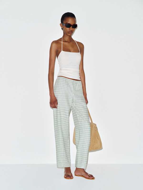 Lilah Linen Pant - Zephyr Check
