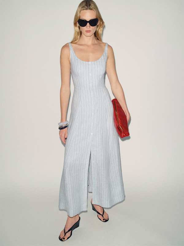 Fraise Linen Dress - Calamari Stripe