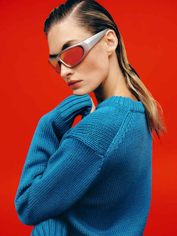 Eleni Cotton Crew Sweater - Cerulean