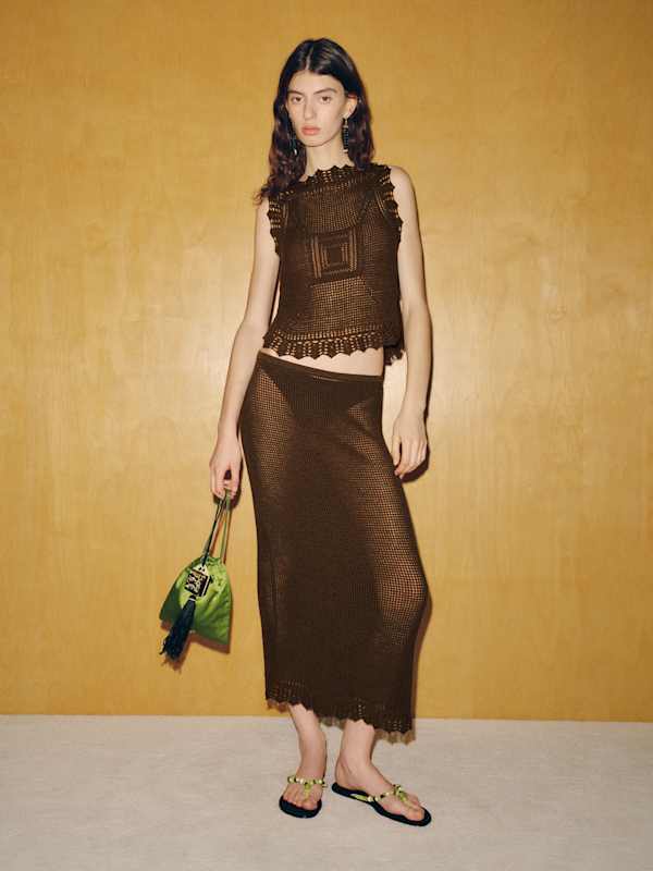 Montana Autumn Crochet Skirt - Espresso