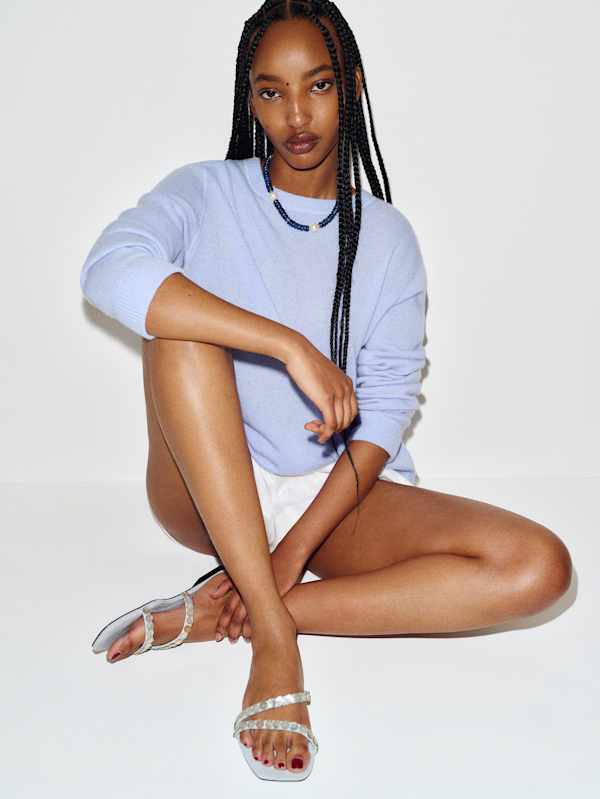 Shoshana Flat Sandal - Mist Suede Shell Buttons