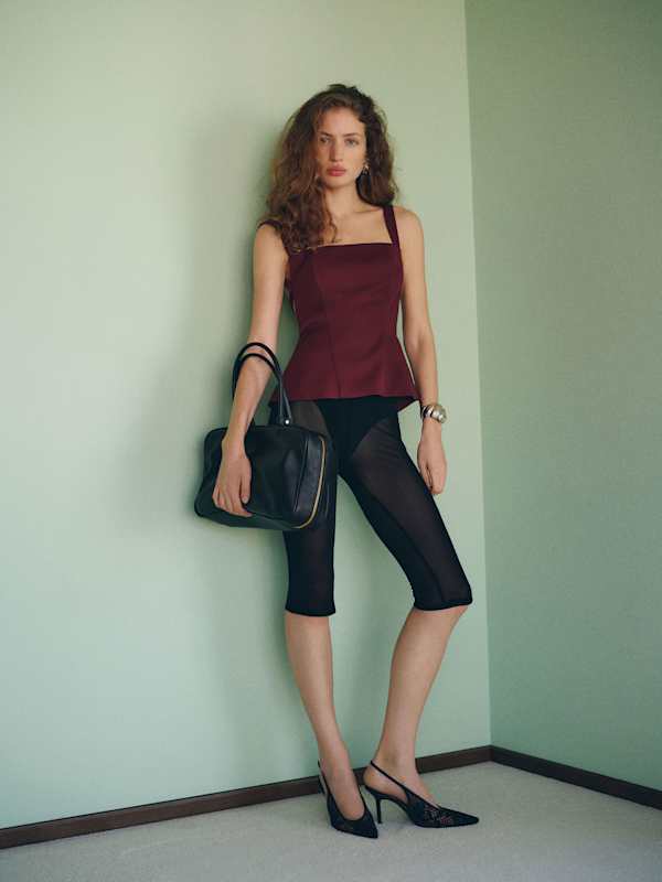 Jill Cropped Mesh Pant - Black