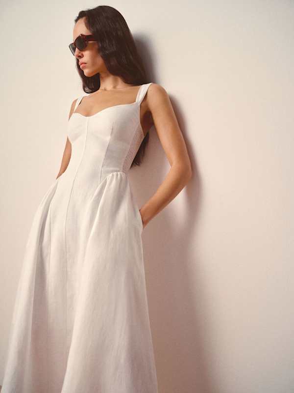 Birdie Linen Dress - White