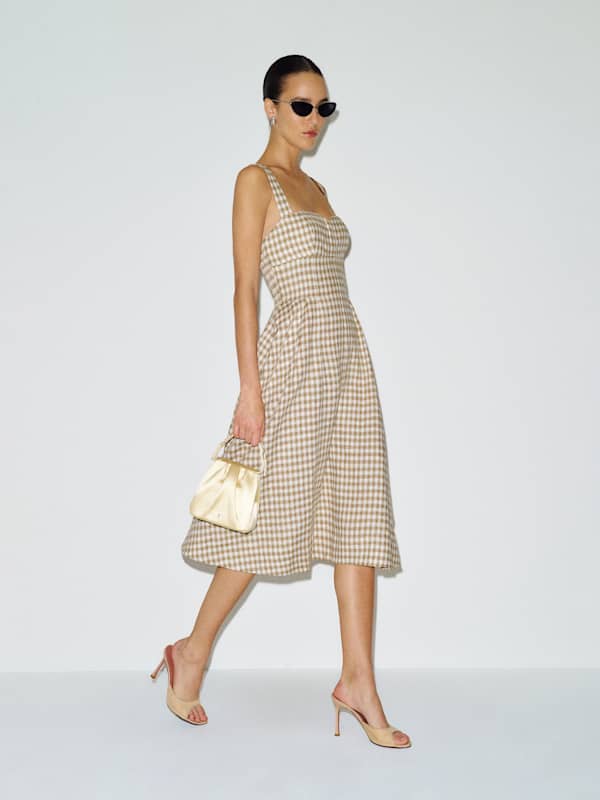 Roma Linen Dress - Dunes Check
