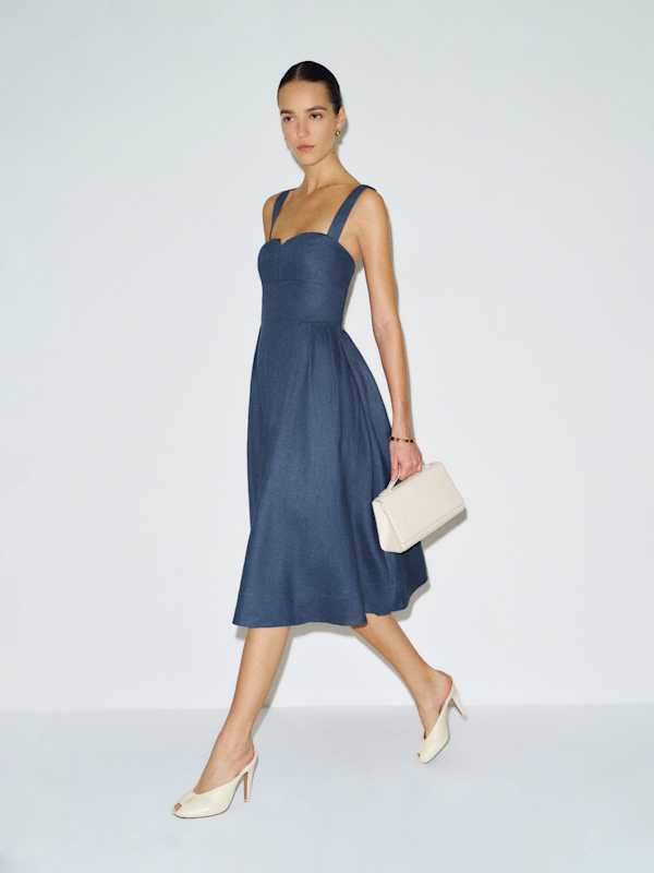 Roma Linen Dress - Muted Navy