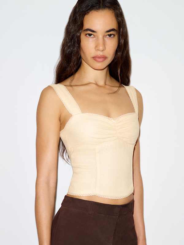 Zanna Linen Top - Sugar