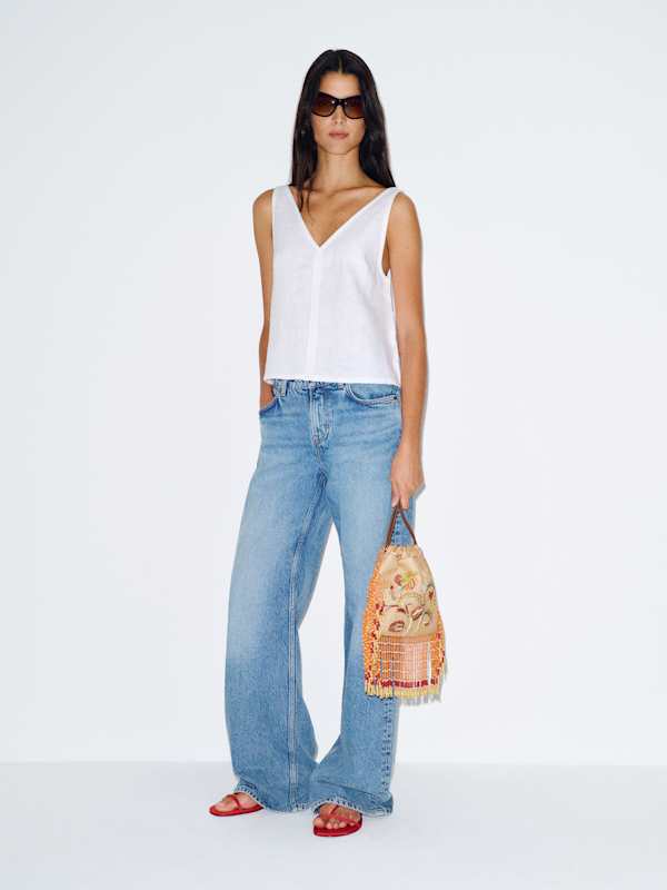 Annika Linen Top - White
