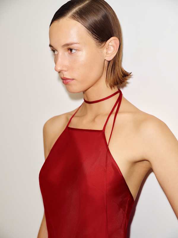Suzette Silk Twill Top - Lipstick