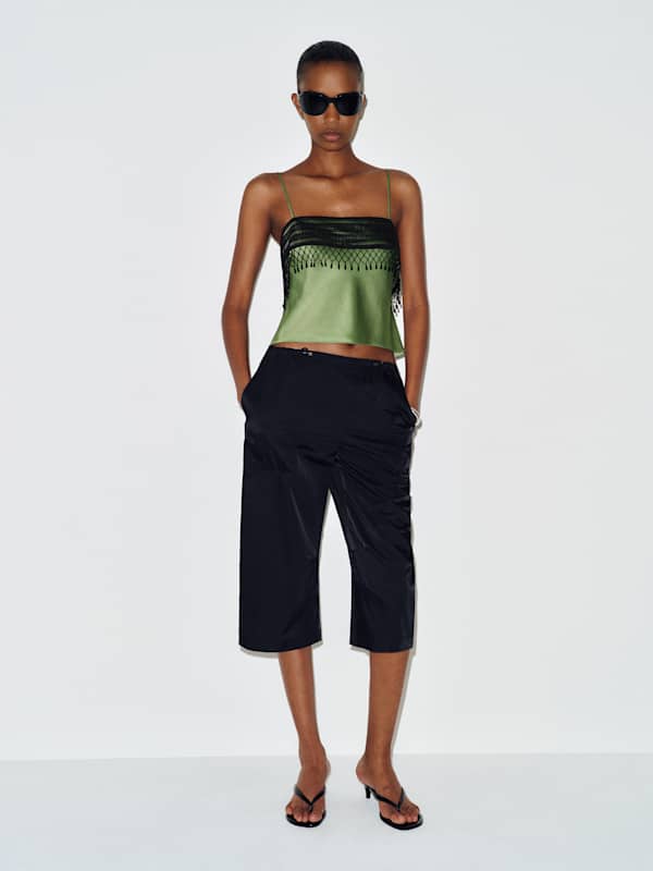 Slyvette Satin Top - Jade Green