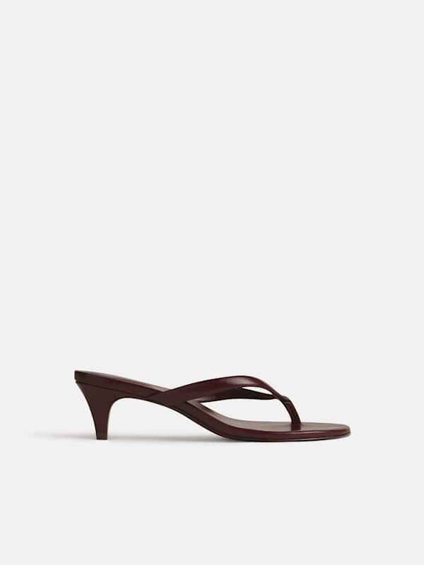Amelia Heeled Thong - Ruby Leather