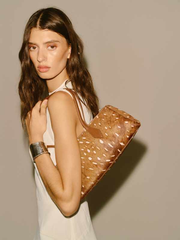 Sofia East West Shoulder Bag - Fawn Haircalf