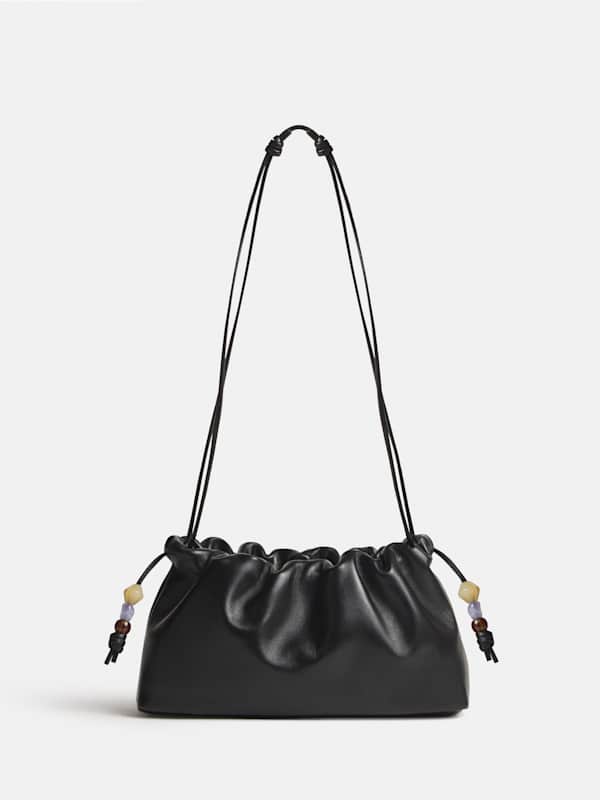 Solene Small Pouch Bag - Black Leather