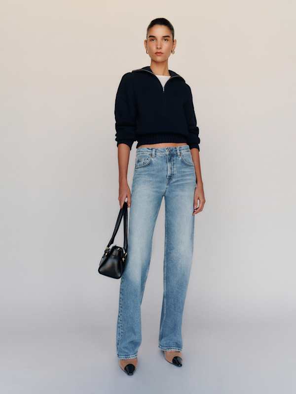 Miles Stretch Mid Rise Straight Leg Jeans - Surfin