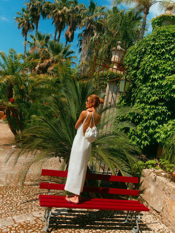 Silver Bell Bag - White Linen