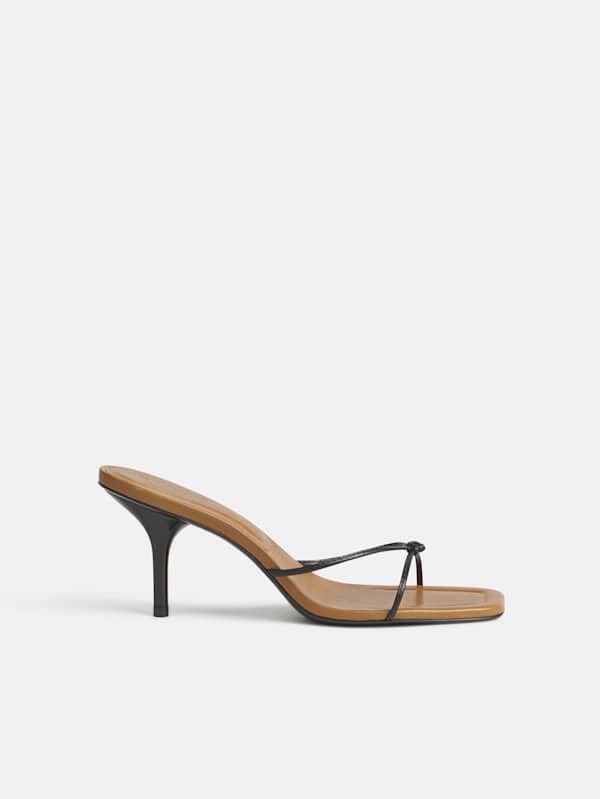 Cooper Heeled Sandal - Black Leather