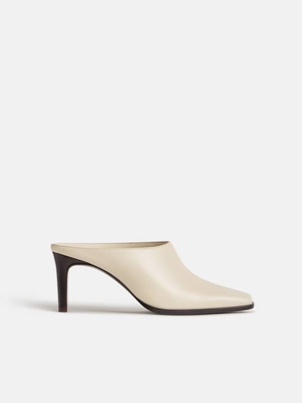 Claudette Heeled Mule - Almond Leather