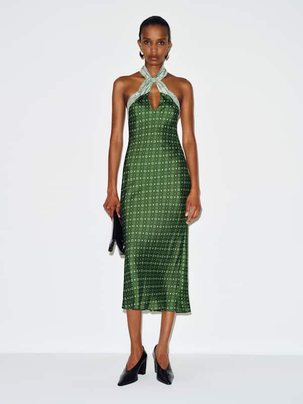 Meli Silk Twill Dress - Topiary Geo