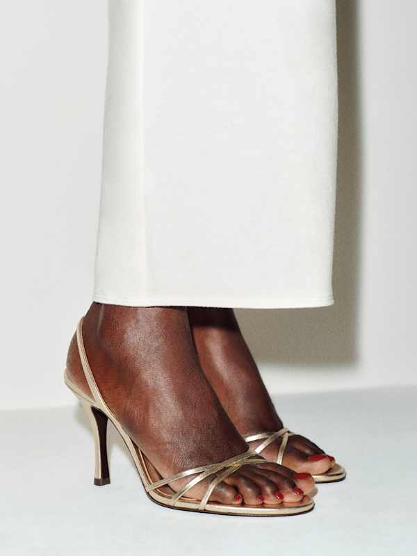 Nash Heeled Sandal - Gold Leather