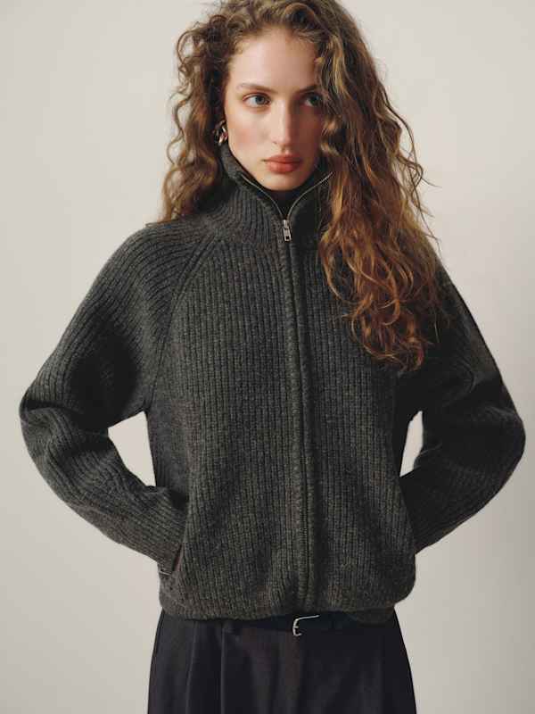Joann Regen Wool Zip Sweater Jacket - Flannel