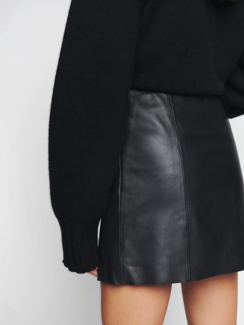 New Women's Small Scallop Hem Faux Leather Skirt 