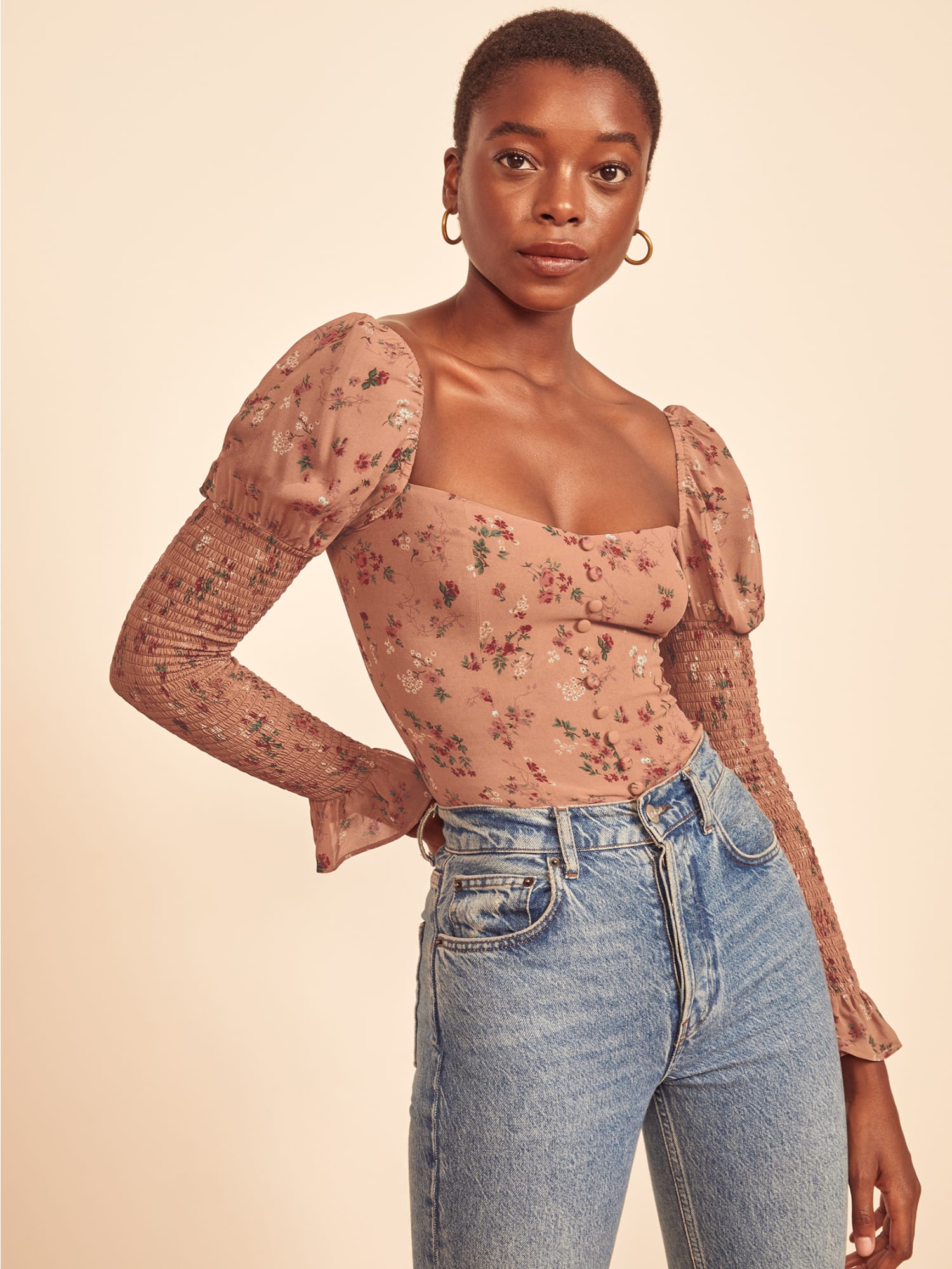 Augustine Top Long Sleeve Georgette Reformation