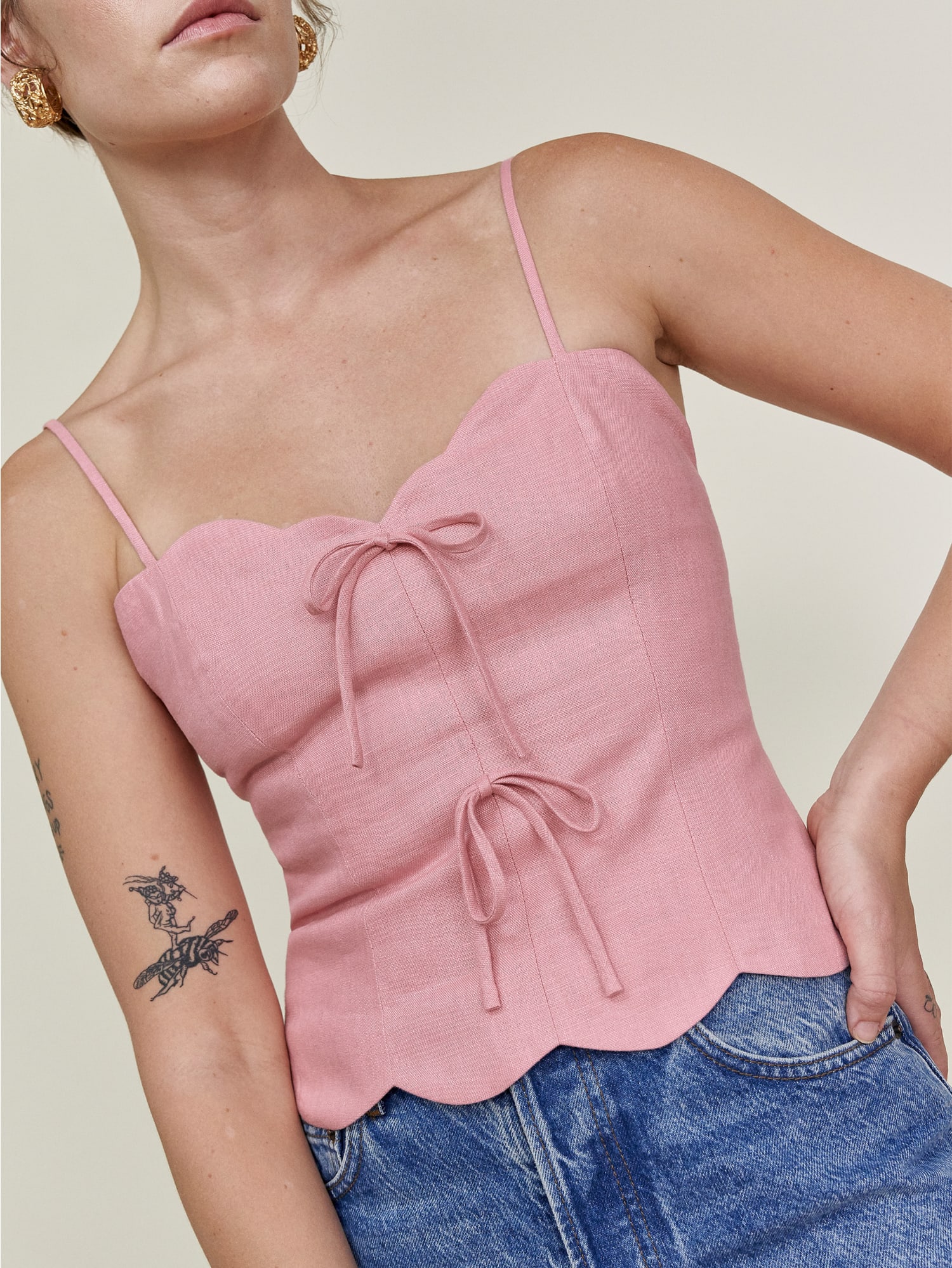 Doppio Linen Top Spaghetti Strap Linen Reformation