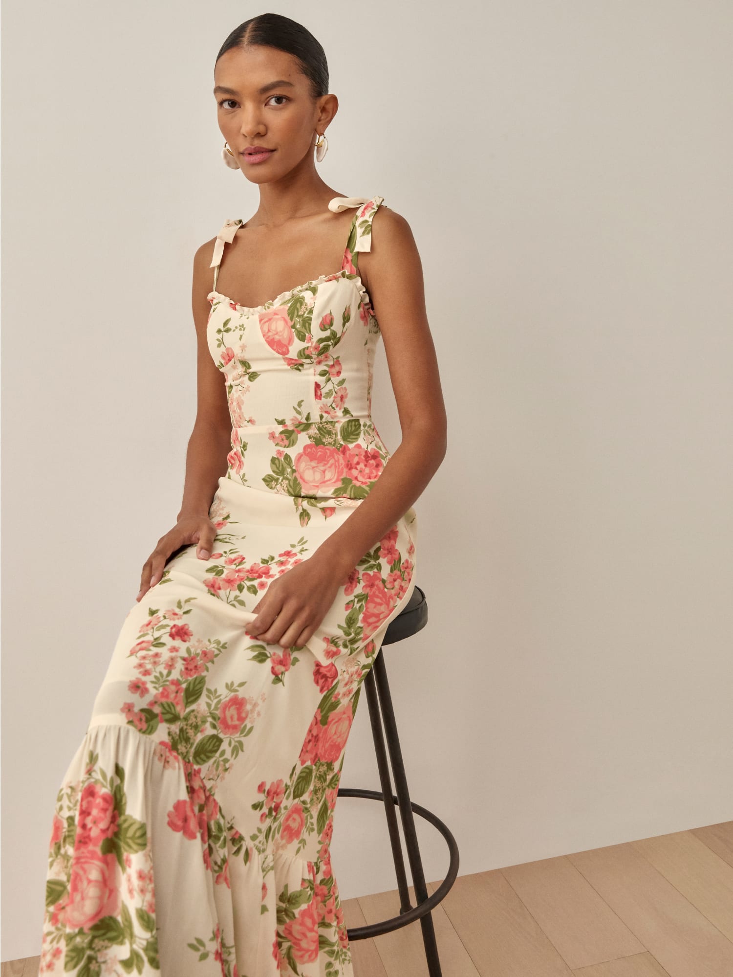 Jasen Dress Tank Straps Bridal Georgette Reformation