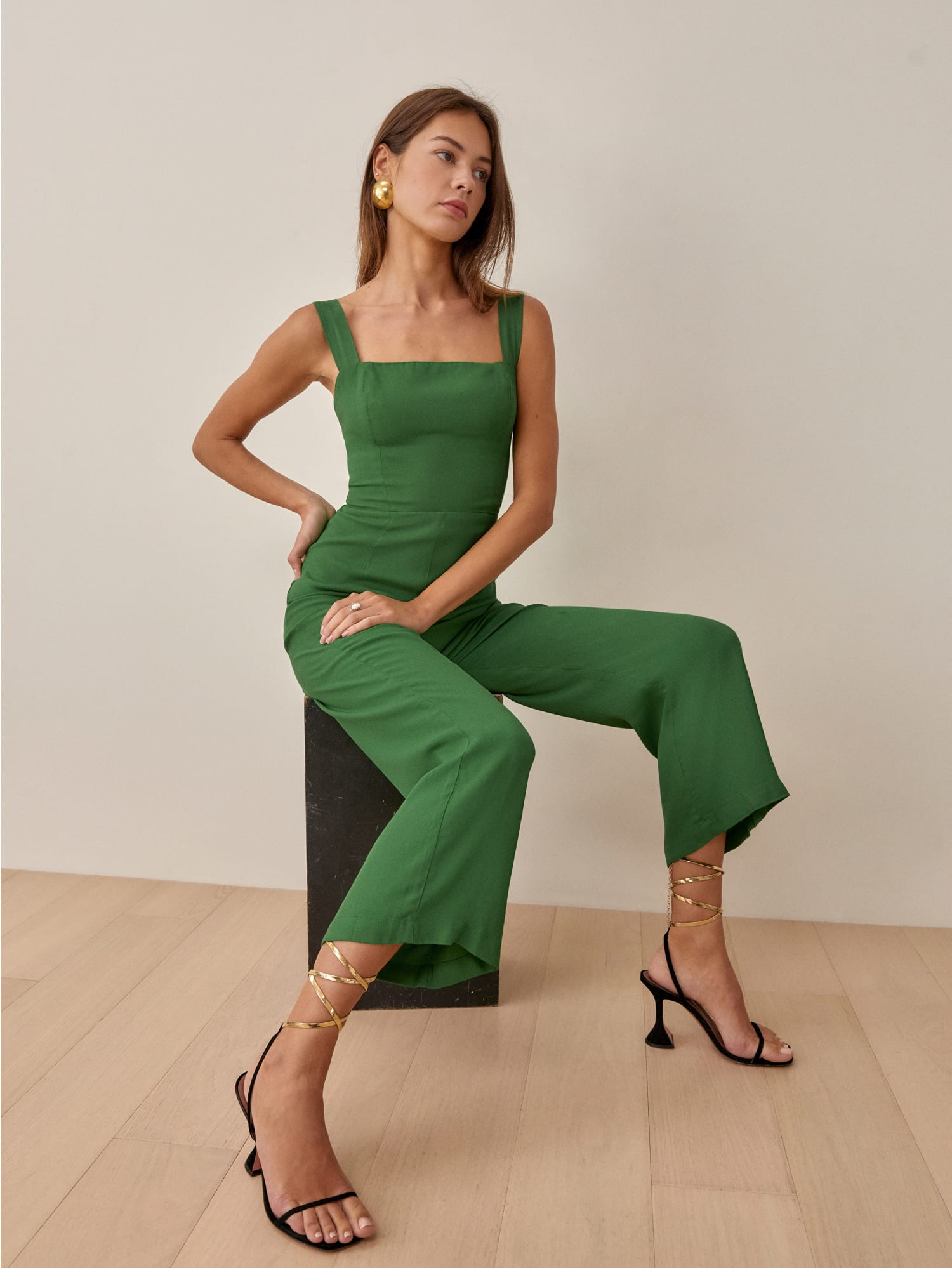 Alva Jumpsuit Sleeveless Cropped Crepe Reformation