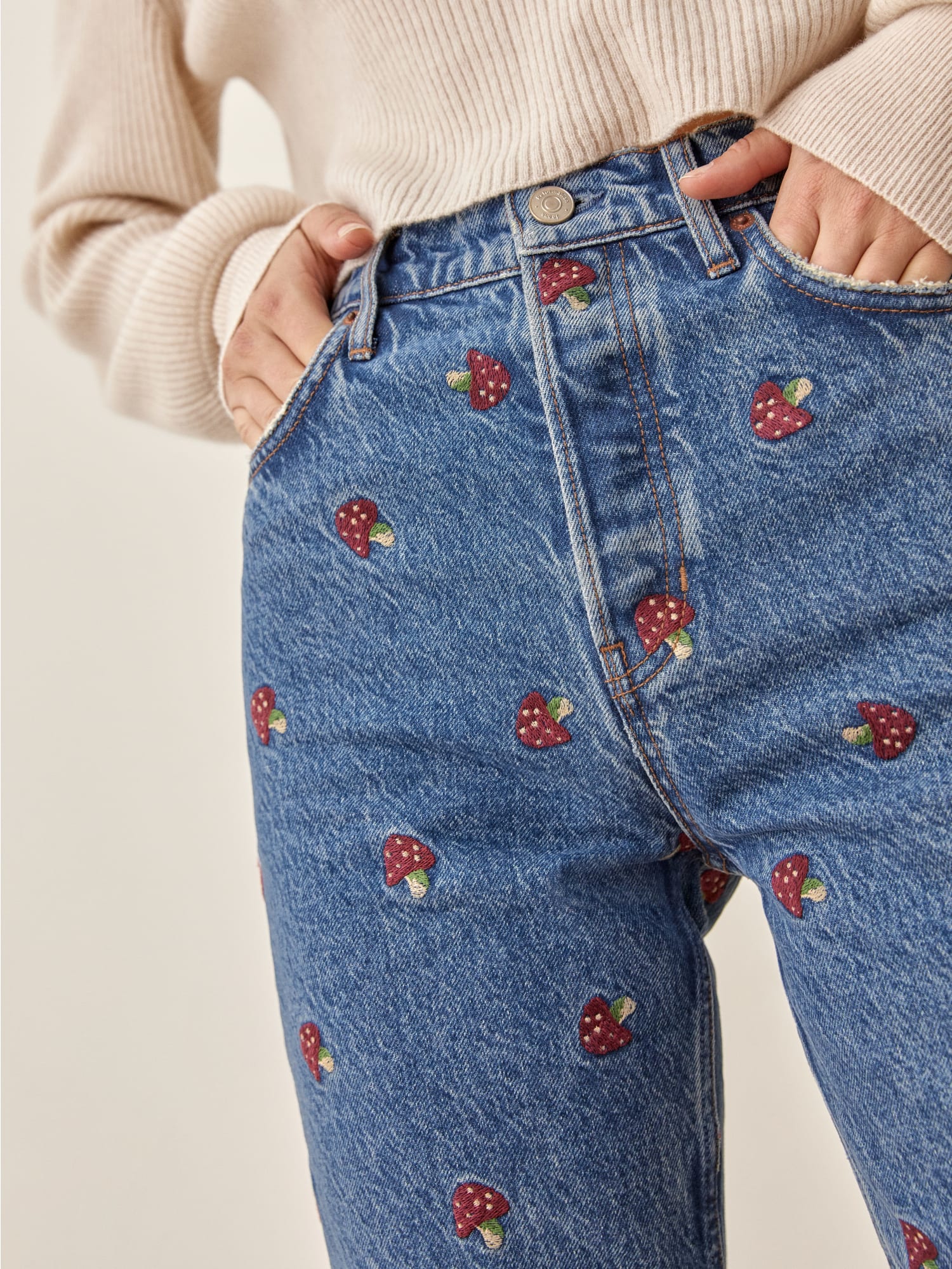 Mushroom High Rise Straight Jeans Sustainable Denim Reformation