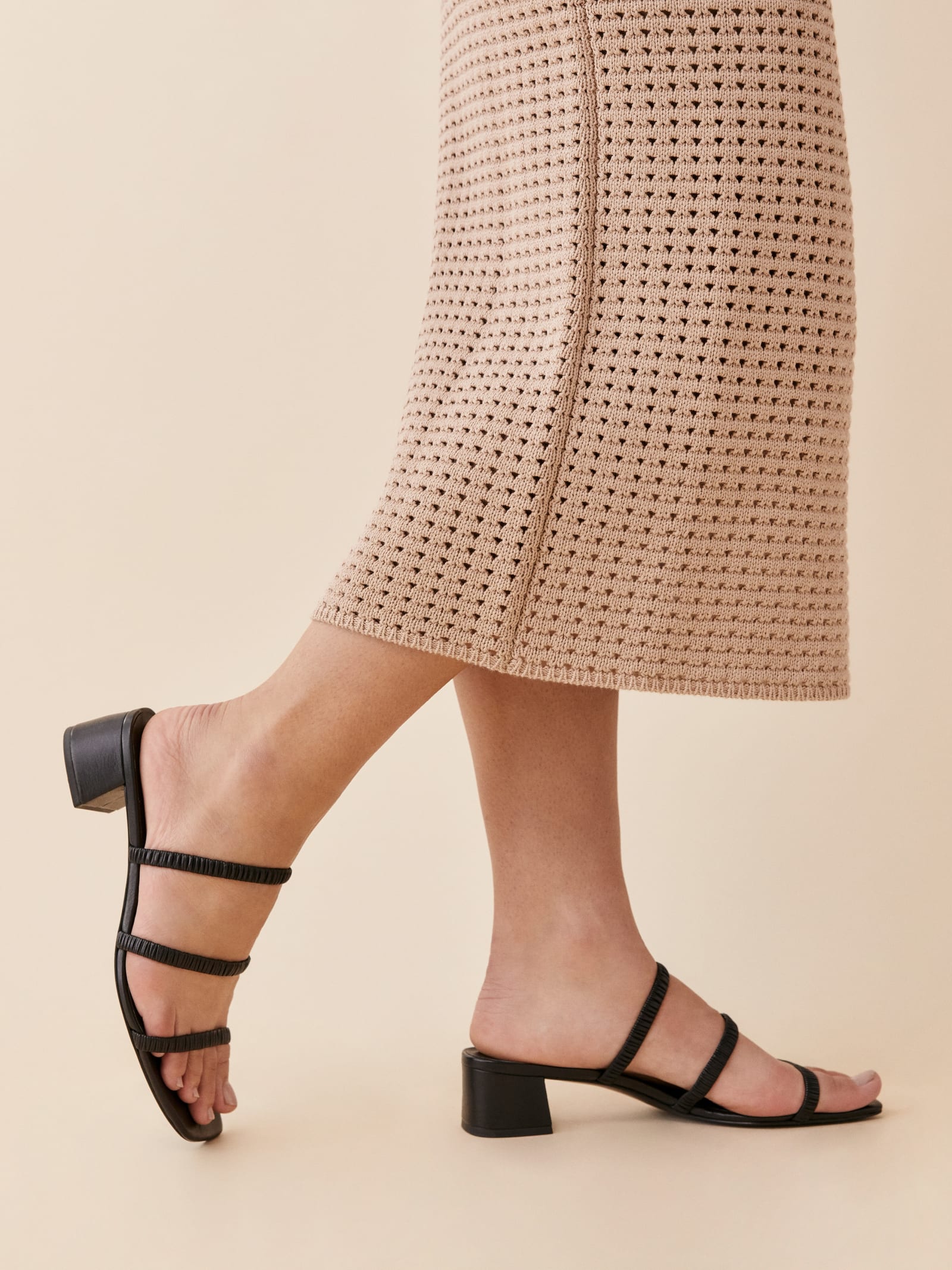 Assunta Strappy Block Heel Mule - Leather Sustainable Shoes | Reformation