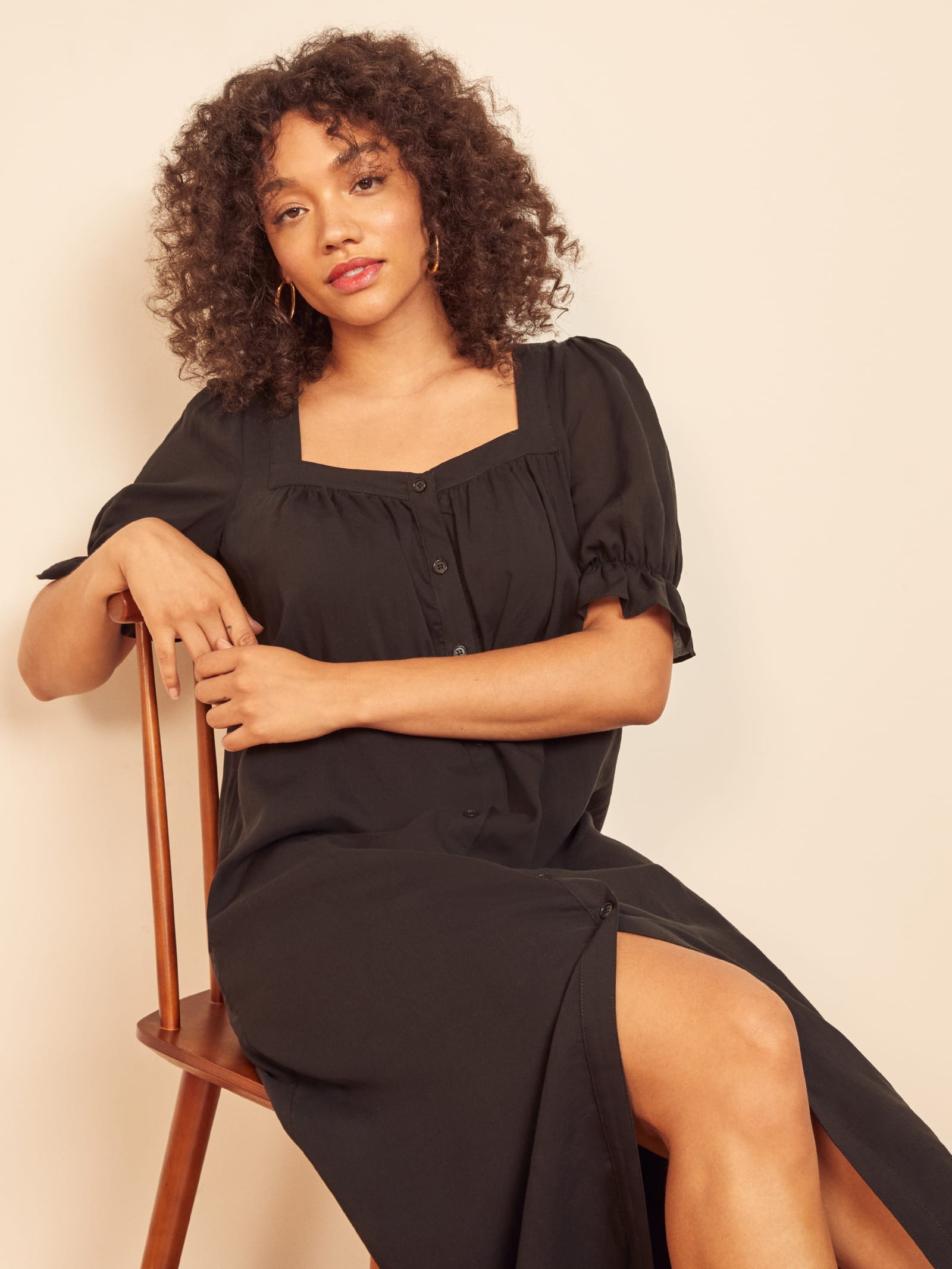 Billie Dress - Short Sleeve Midi Voile | Reformation