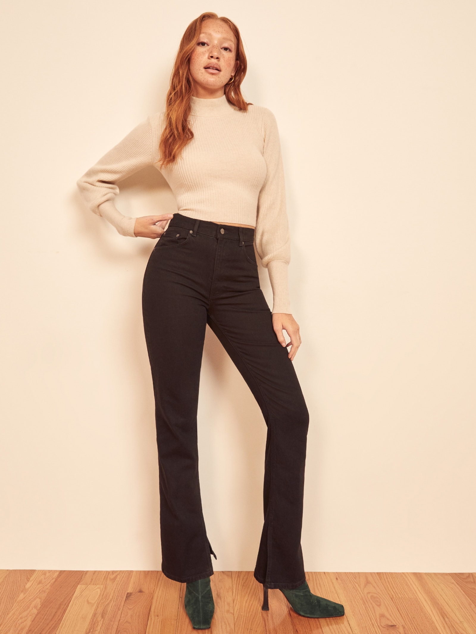 High rise bootcut jeans black clearance