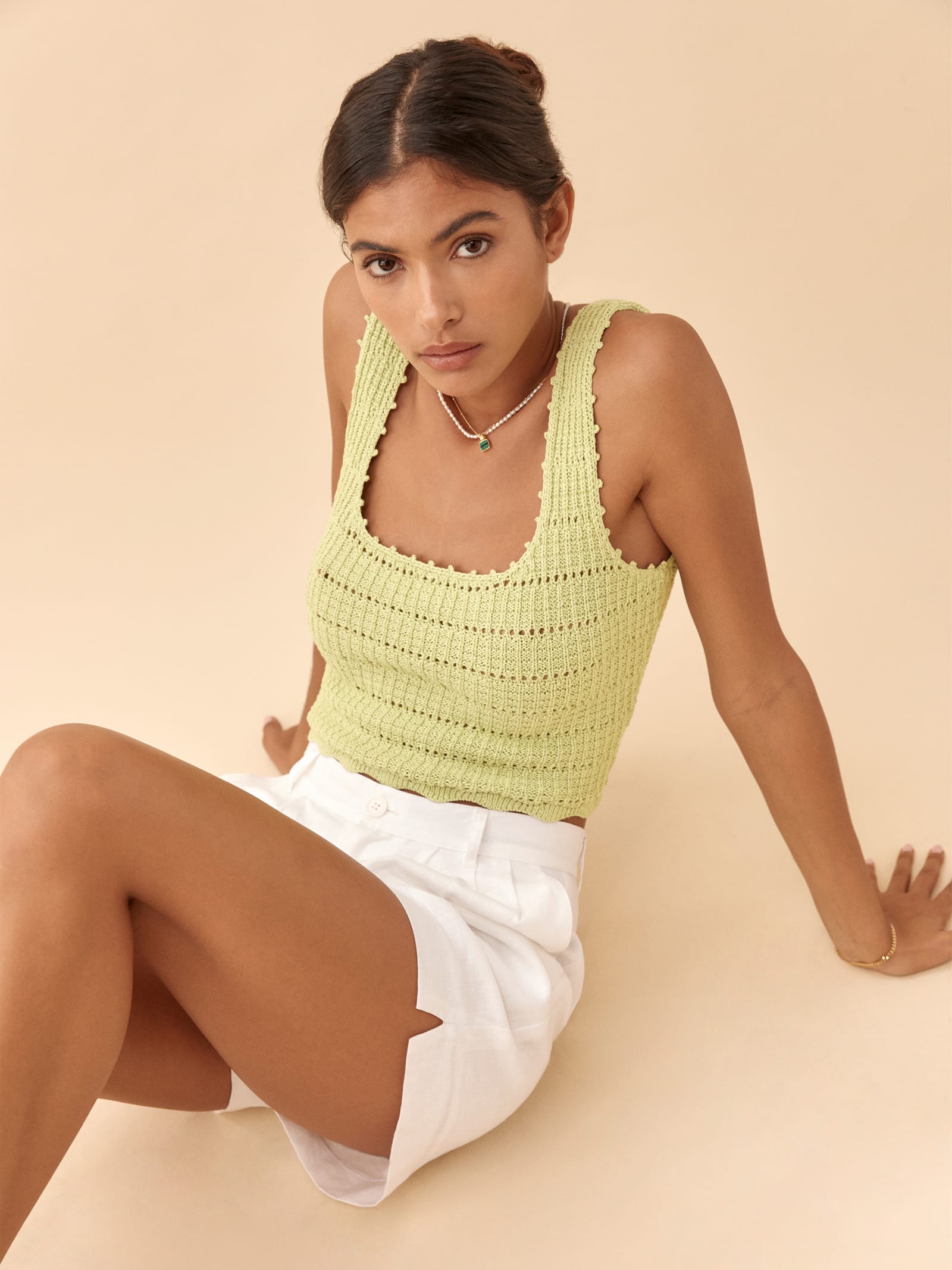 Feste Open Knit Tank Sustainable Sweaters Reformation