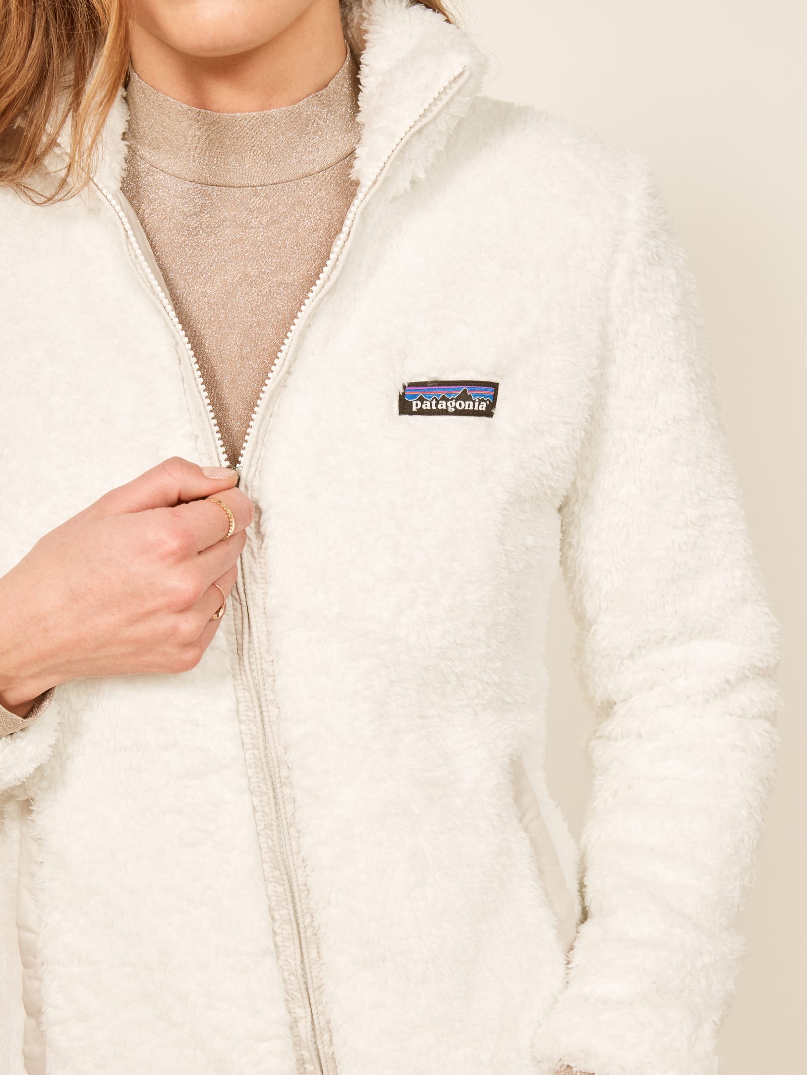 Patagonia white fleece vest clearance